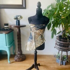NWT MaxAzria Runway Collection Asymmetrical One Shoulder Sequin Party Cami Top